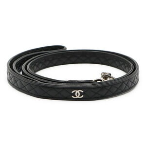CHANEL Matelasse Coco Mark Dog Lead Collar, Leather, Black, 99C